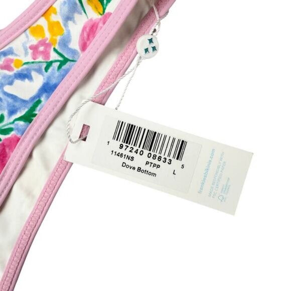 NWT FRANKIE'S BIKINIS Dove Swim Bottom Size Large Painted Petals - Picture 4 of 7
